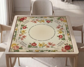 Tapete de Mahjong personalizado, estampado floral de peonías, antideslizante, superficie de mesa de poliéster.