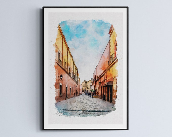 Queretaro Print Mexico Art Mexico Wall Decor Queretaro Wall Art Gift Mexico Housewarming Gift for Mexican Unframed Mexico Watercolor Art