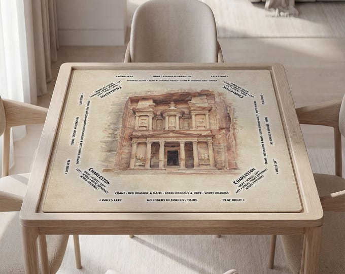 Personalized Petra Jordan Watercolor Mahjong Mat with Instructions (Rules)