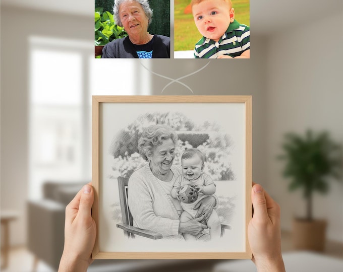 Custom Grandparent Portrait: Grandma or Grandpa with Baby