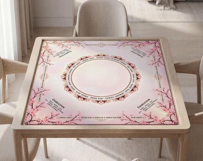 Personalized Cherry Blossom Mahjong Mat with Bag