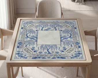 Tapete de Mahjong personalizado, Loto de Sauce Azul, Poliéster suave, Base antideslizante