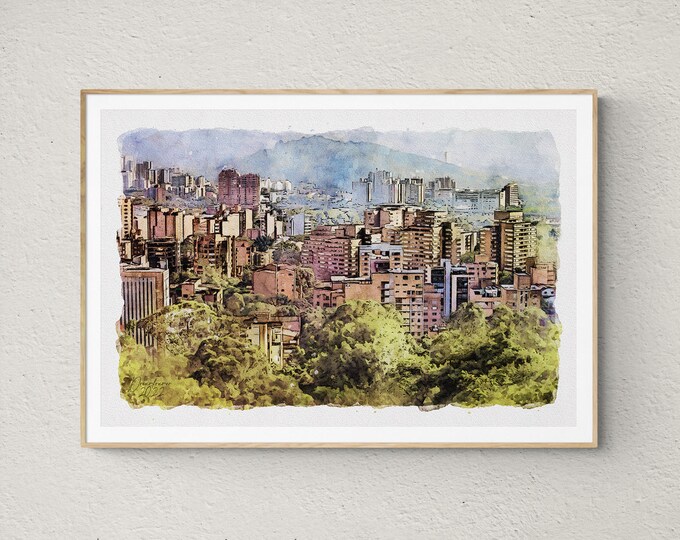 Medellin Watercolor Print Colombia Art  Premium Quality Travel Poster Artful Wall Decor Unframed Wall Art