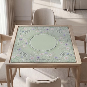 Personalzied Mahjong Game Mat with Instructions (Rules), Field Flowers