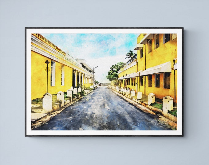 Pondicherry Watercolor Print Puducherry India Art Premium Quality Travel Poster Artful Wall Decor Unframed Wall Art