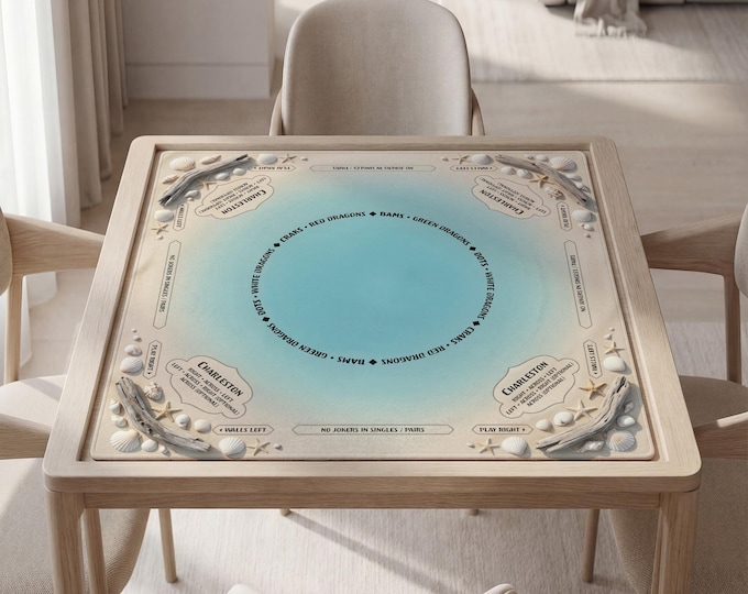 Personalized Coastal Mahjong Mat with Instructions (Rules), non-slip, Bag Included
