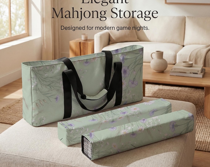 Floral Mahjong Travel Bag - Mauve Waterproof Organizer with Sleeves