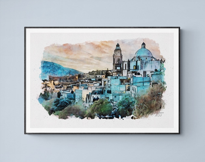 Real de Catorce Watercolor Print San Luis Potosi Mexico Art Premium Quality Travel Poster Artful Wall Decor Unframed Wall Art