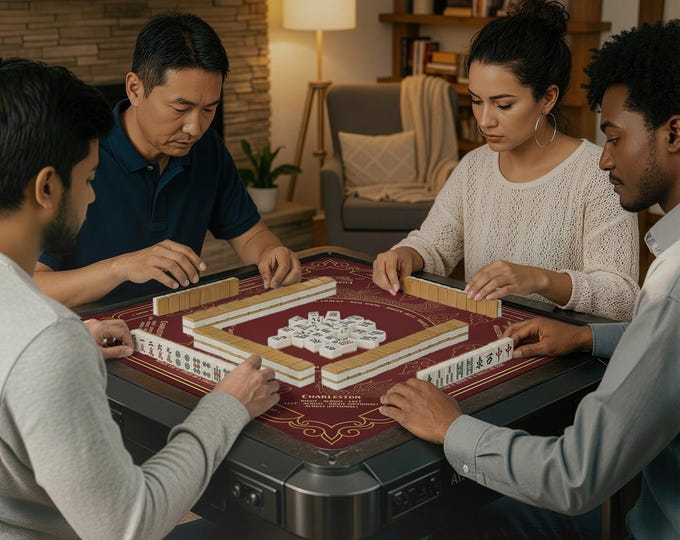 Mahjong Game Mat, Fully Customizable Image and Text (Includes Carry Pouch)