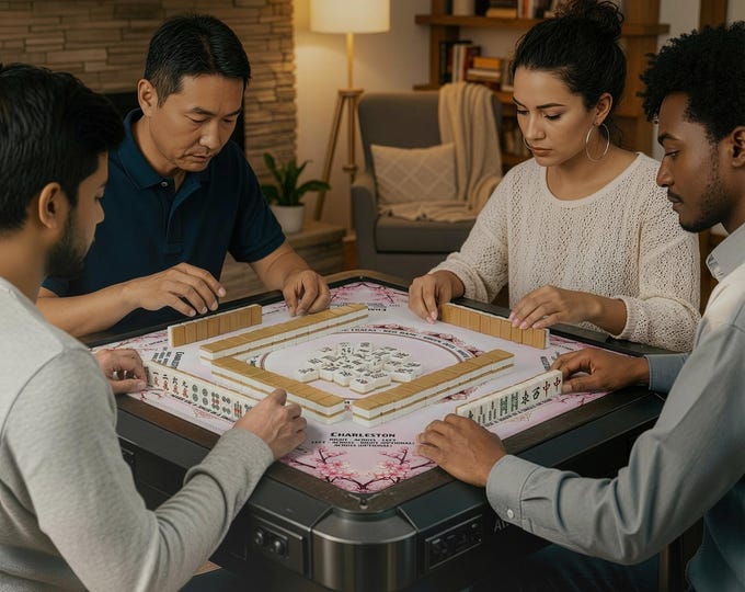 Personalized Cherry Blossom Mahjong Mat with Bag