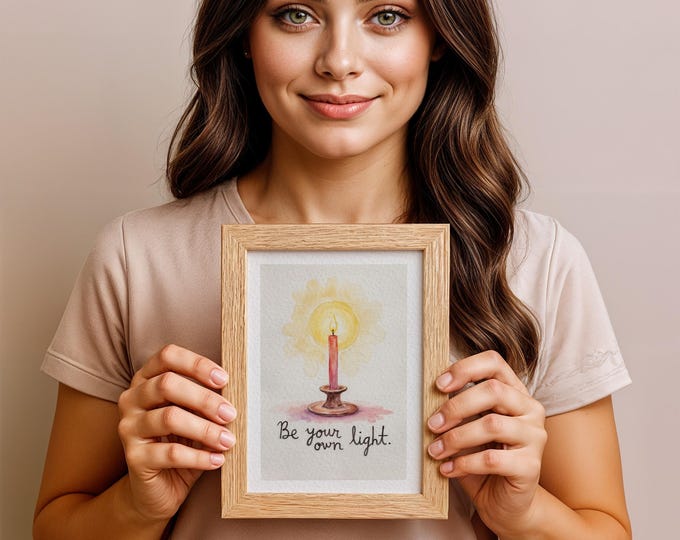 Inspirational Candle Quote Print: Watercolor Affirmation Wall Art (5x7 in)