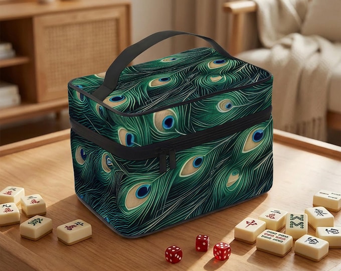 Mahjong Travel Bag: Peacock Design - Fits Full Tile Set