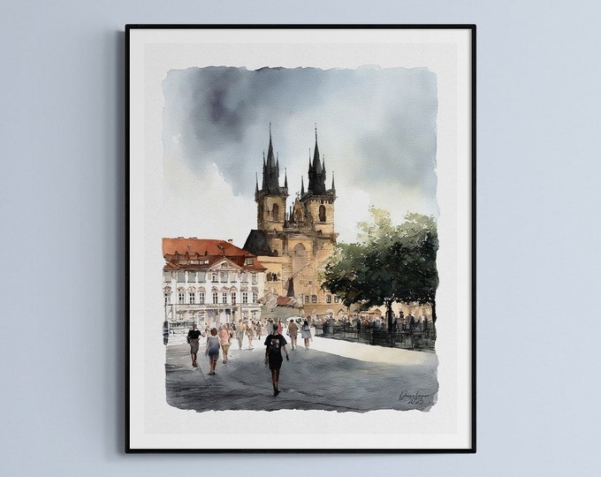 Prague Watercolor Print Czechia Art Premium Quality Travel Poster Artful Wall Decor Unframed Wall Art