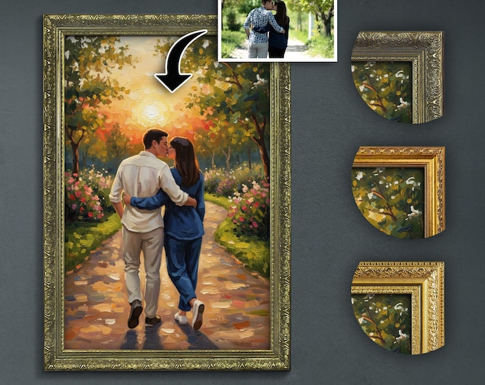 Custom Oil Style Portrait - Expressive Artwork from Your Photo Printed and Framed