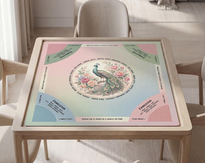Peacock Mahjong Playing Mat - Smooth Surface with Carry Bag