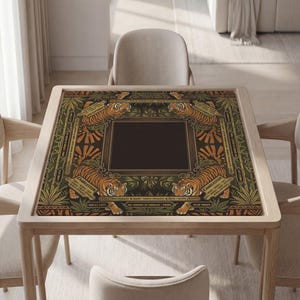 Tapis de Mahjong personnalisé, motif tigre audacieux, style vintage, dos en caoutchouc, surface silencieuse