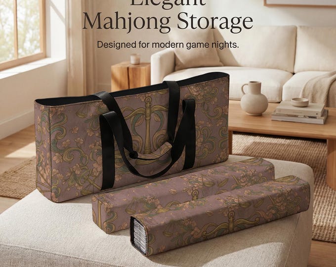 Mahjong Storage Bag: Libra Scales Floral Print (Travel Tile Organizer)