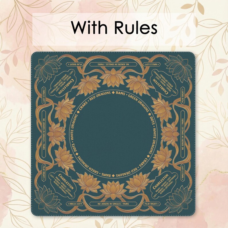 a square card with a floral design and text surrounding a central empty space.