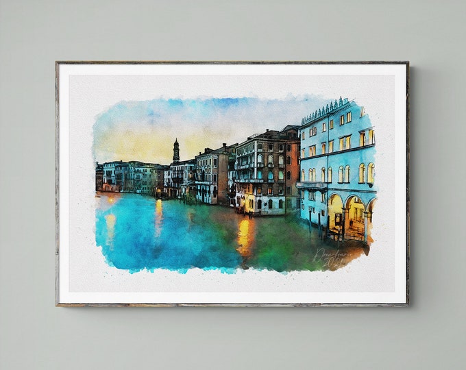 Venice Watercolor Print Italy Art Premium Quality Travel Poster Artful Wall Decor Unframed Wall Art