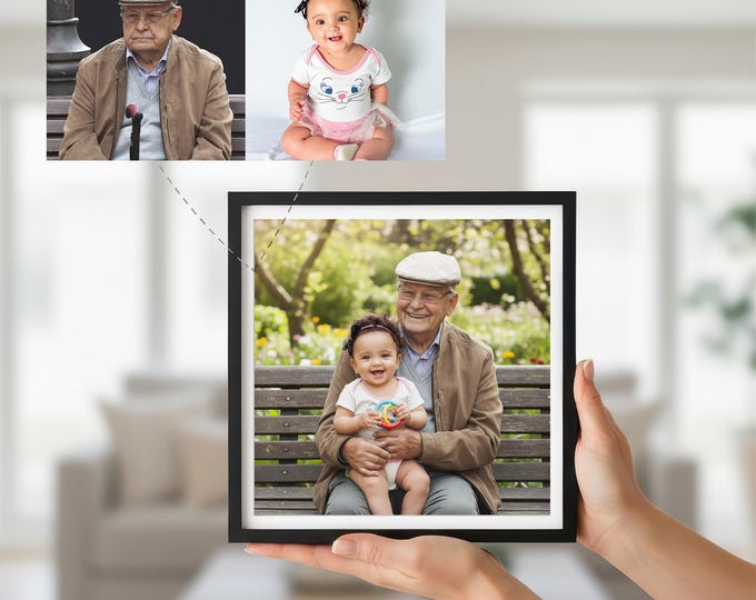 Grandparent and Grandchild Portrait: Realistic Photo Merge