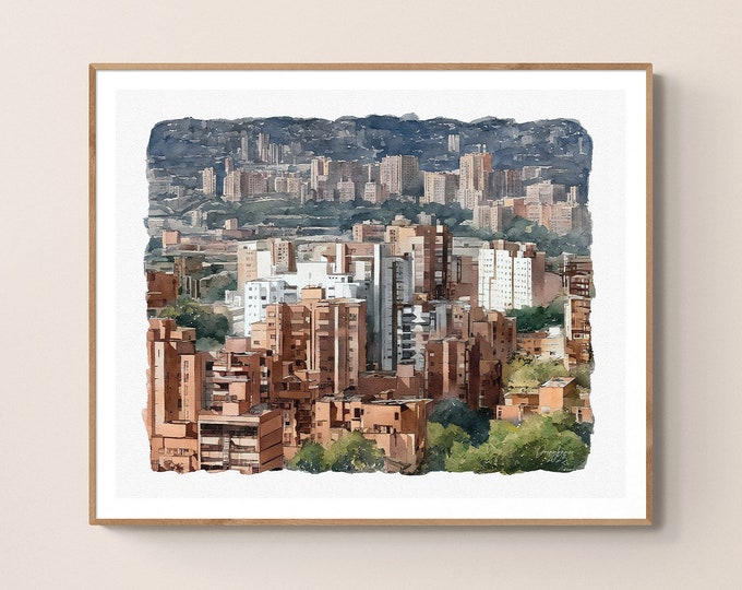 Medellin Watercolor Print Colombia Art Premium Quality Travel Poster Artful Wall Decor Unframed Wall Art