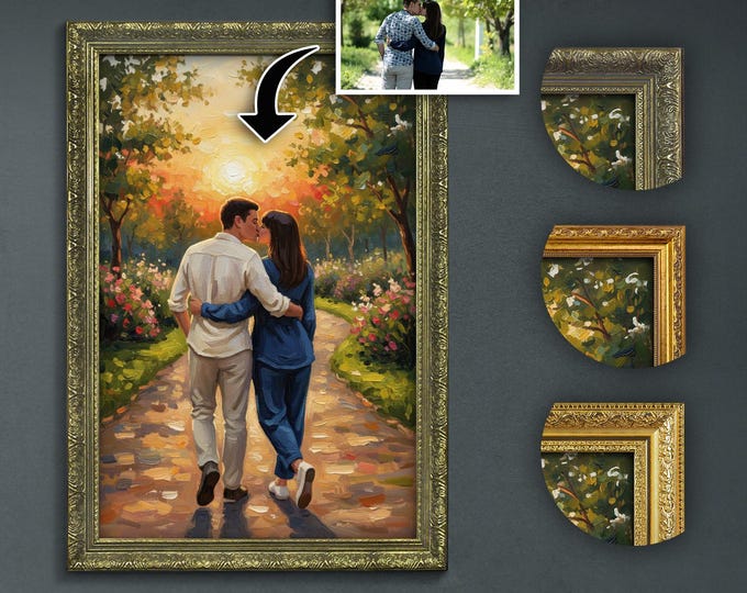 Custom Oil Style Portrait - Expressive Artwork from Your Photo Printed and Framed