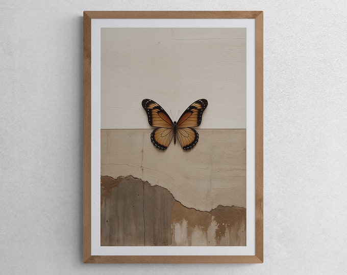 Minimalist Wabi Sabi Wall Art, Butterfly Art Print, Museum Quality Artful Wall Decor Printed With Never Fading Archival Inks, Japandi Print