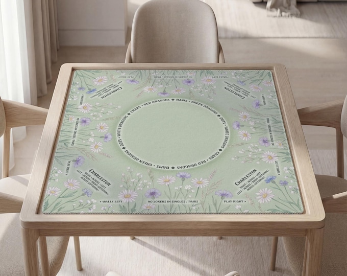 Personalzied Mahjong Game Mat with Instructions (Rules), Field Flowers