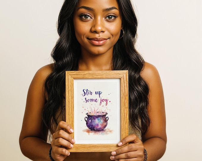 Stir Up Some Joy – Halloween Cauldron Affirmation Print, 5x7 in