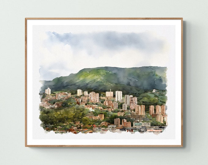 Medellin Watercolor Print Colombia Art Premium Quality Travel Poster Artful Wall Decor Unframed Wall Art