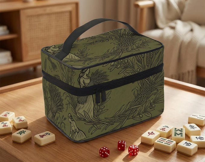 Mahjong Tile Carry Case: Virgo Zodiac Art - Portable Storage Bag