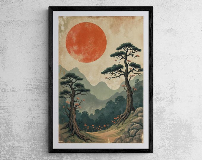 Wabi Sabi Japanese Landscape Art Print: Archival Quality