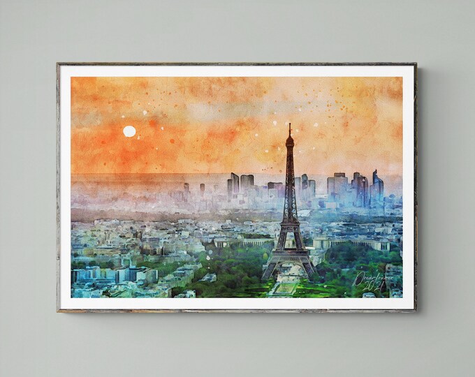 Paris Watercolor Print France Art Premium Quality Travel Poster Artful Wall Decor Unframed Wall Art