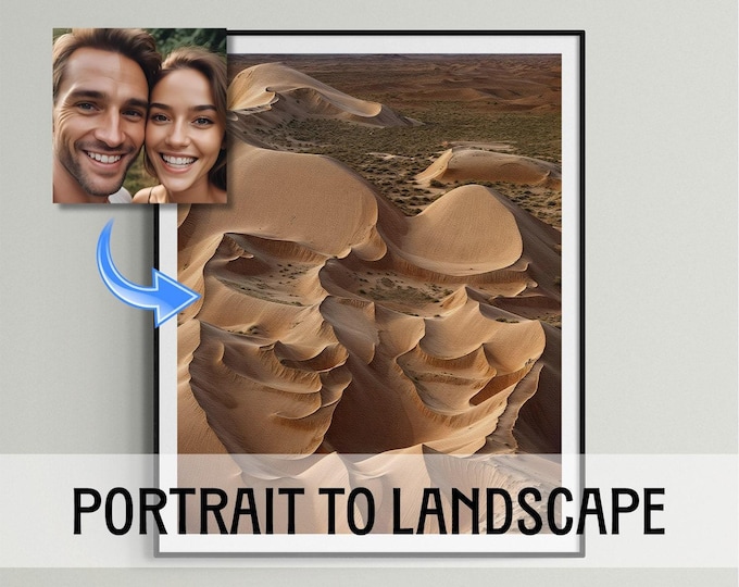Custom Couple Portrait, Landscape Illusion Art, Personalized Romantic Scenery Art Print, Landscape Inspired Couple Portrait, Unique Gift