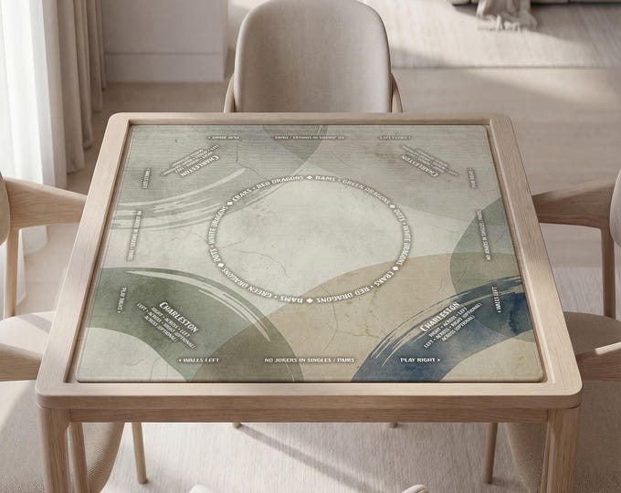 Personalized Mahjong Mat with Instructions (Rules): Minimalist Neutral Design