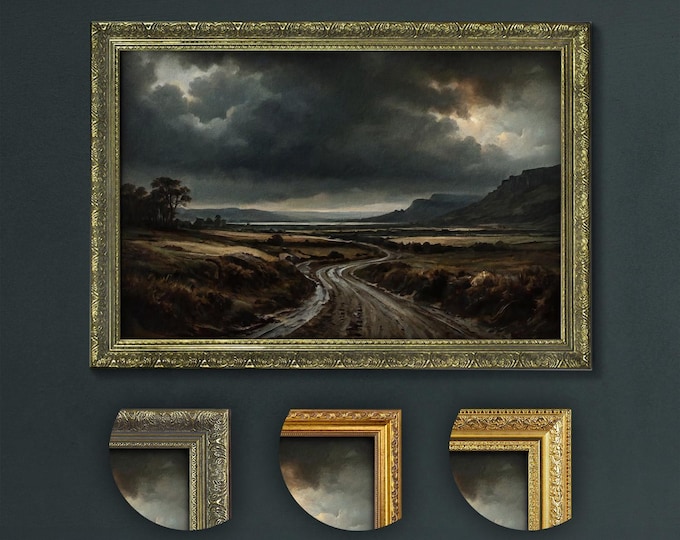 Dark Academia Art Print: Stormy Autumn Road, Vintage Countryside