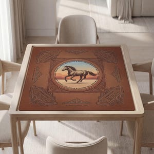 Western Horse Mahjong Mat with Instructions (Rules), Personalized Table Pad
