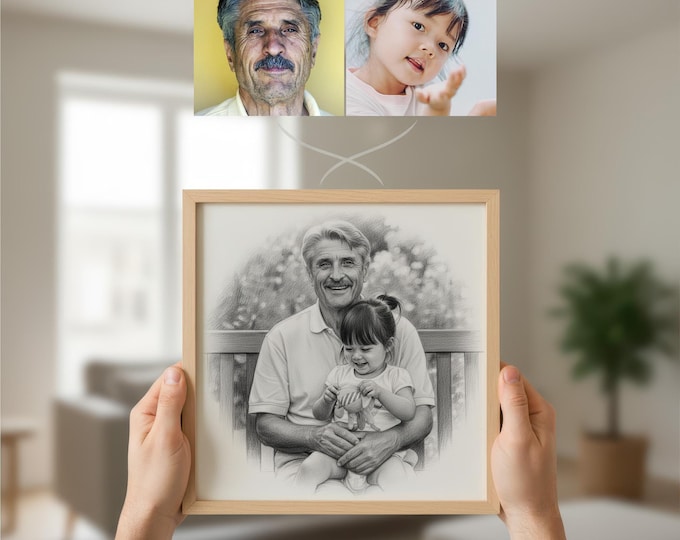 Custom Grandparent Portrait: Grandma or Grandpa with Baby (Digital Download)