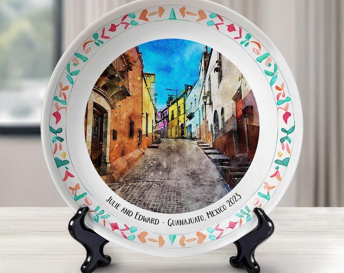Custom Ceramic Plate, Guanajuato Mexico, Personalized Decorative Ceramic Plate, Elegant Home Decor, Unique Gift, 8” or 10” Size Options