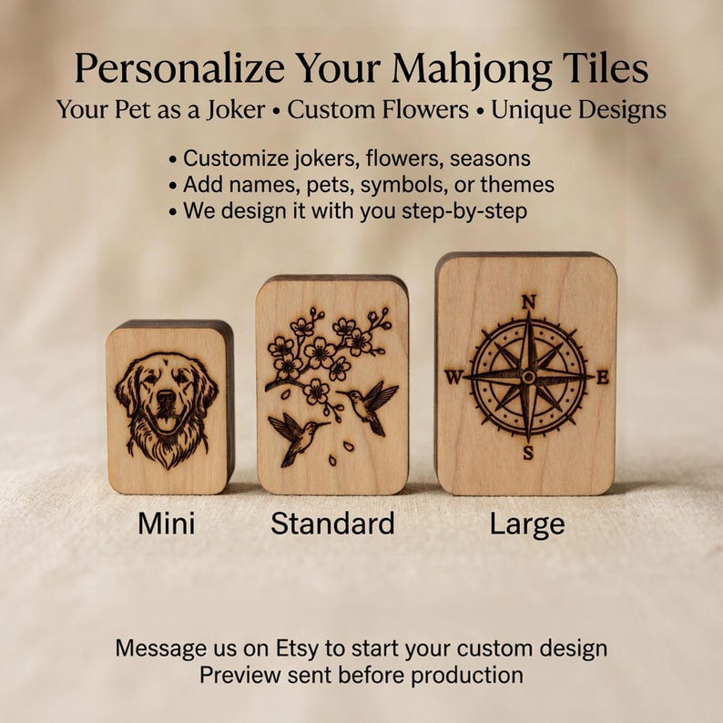 American Mahjong Tiles Set: Personalized Wood - Travel, Standard, Large image 6