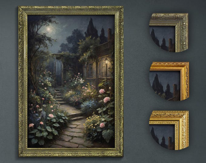 Moody Dark Wall Art, Secret Night Garden, Dark Academia Decor, Artful Prints, Moody Decorative Art, Moody Artful Print, Dark Witchy Decor