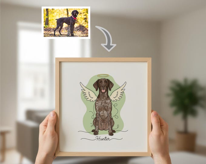 Dog or Cat Angel Portrait: Minimalist Memorial Art (Digital Download), Done in 24 Hours