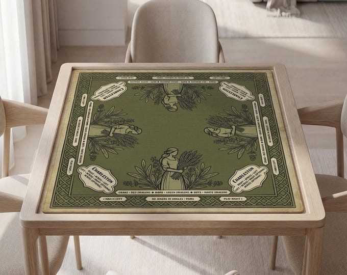 Personalized Zodiac Mahjong Mat with Instructions (Rules): Virgo Maiden & Wheat