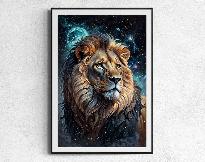 Leo Art Print, Zodiac Sign Art, Horoscope Sign Wall Art, Leo Astrology Gifts, Spiritual Poster, Unframed Celestial Wall Art