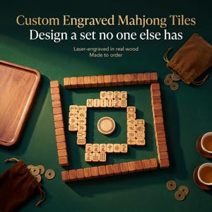 American Mahjong Tiles Set: Personalized Wood - Travel, Standard, Large image 1