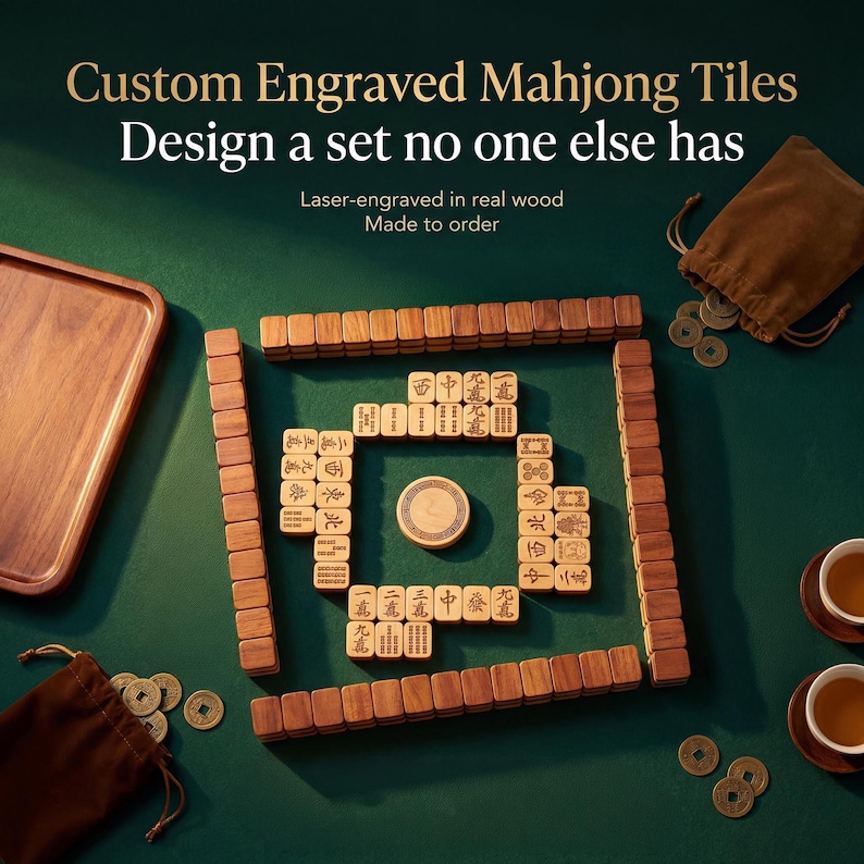 American Mahjong Tiles Set: Personalized Wood - Travel, Standard, Large image 1