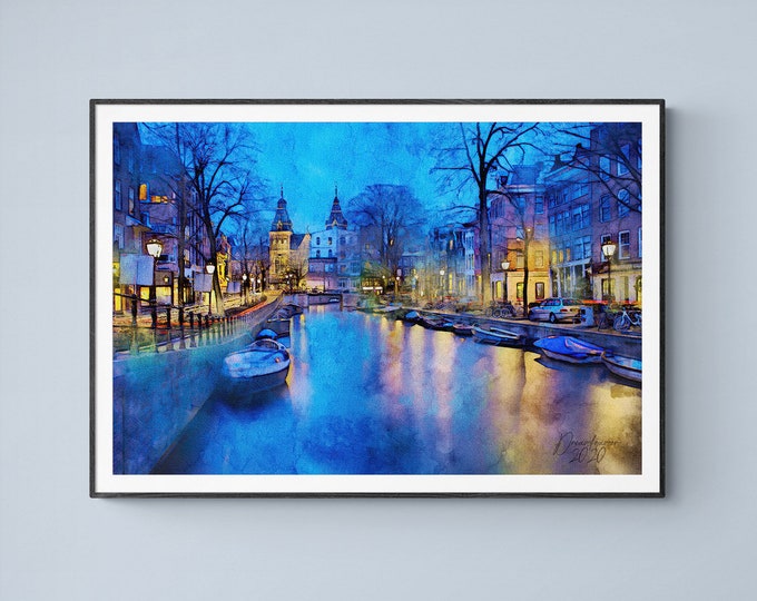 Amsterdam Watercolor Print The Netherlands Art Premium Quality Travel Poster Artful Wall Decor Unframed Wall Art