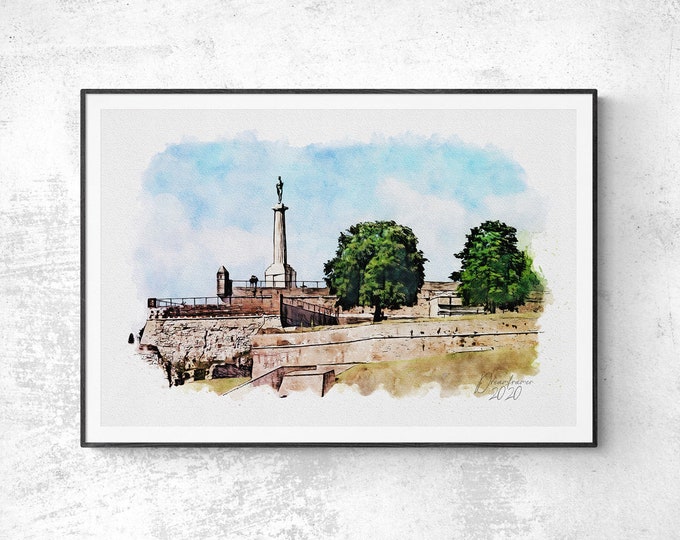 Kalemegdan Belgrade Watercolor Print Serbia Art Premium Quality Travel Poster Artful Wall Decor Unframed Wall Art