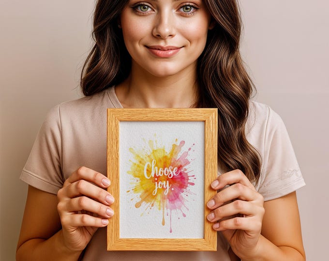 Choose Joy Wall Art - Bright, Motivational Watercolor Print, 5x7 in (13x18 cm)