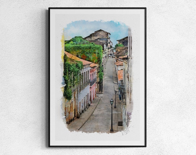 Sao Luis Watercolor Print Brazil Art Premium Quality Travel Poster Artful Wall Decor Unframed Wall Art